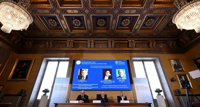 Joel Mokyr, Philippe Aghion e Peter Howitt vencem Nobel de Economia 2025 - Imagem do artigo original