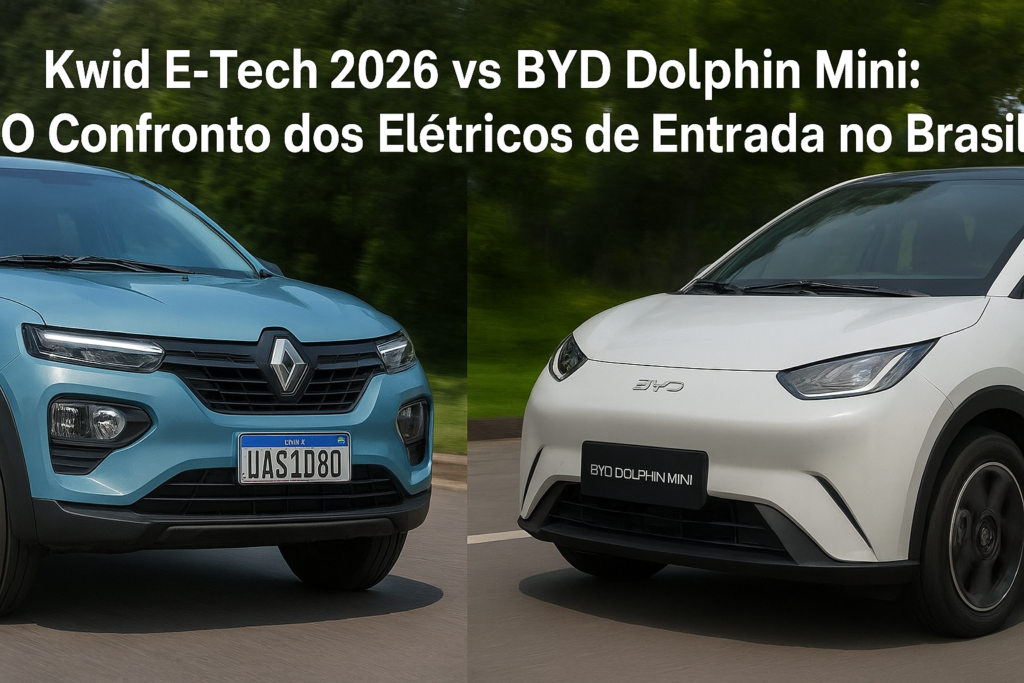 Kwid E-Tech 2026 vs BYD Dolphin Mini O Confronto dos Elétricos de Entrada no Brasil