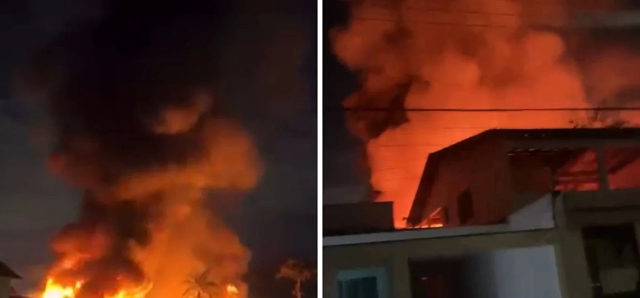 Incêndio de grande porte atinge galpões e loja de carros em Jardim América, Cariacica - Imagem do artigo