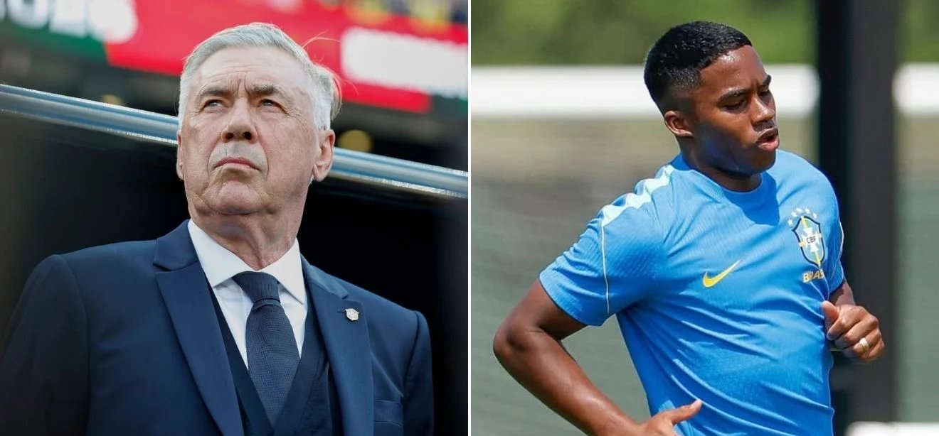 Ancelotti evita explicar ausência de Endrick no empate do Brasil com Marrocos - Imagem do artigo