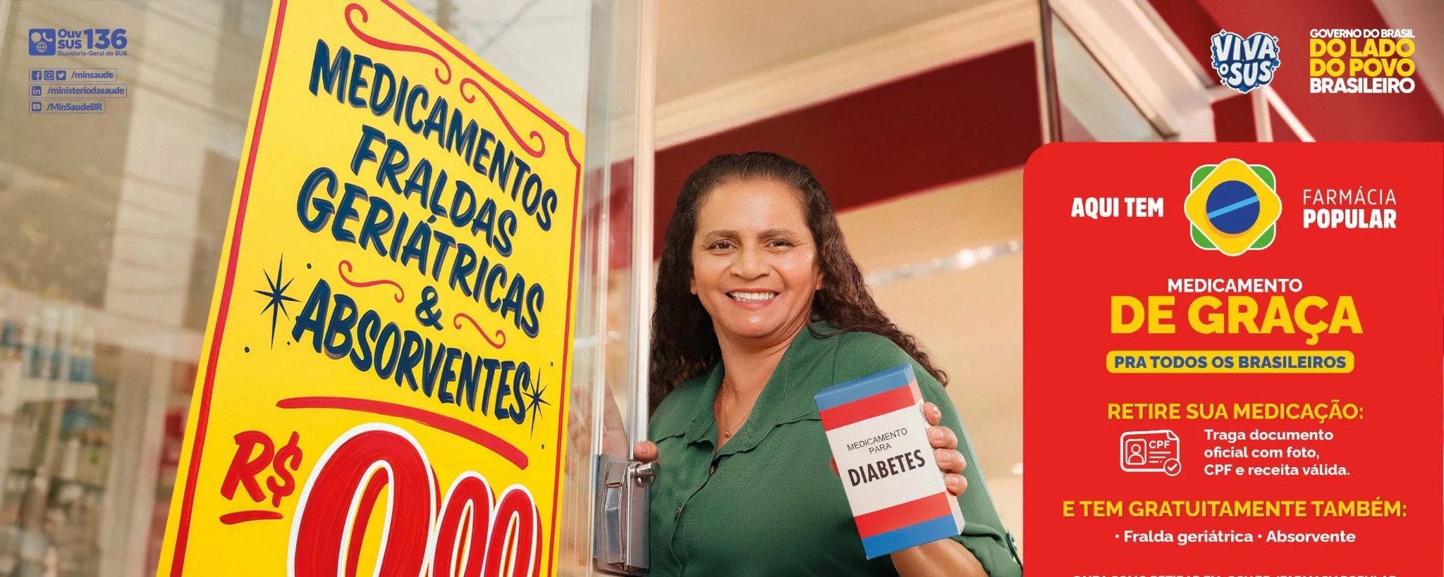 Ministério da Saúde divulga campanha que reforça gratuidade total do Farmácia Popular - Imagem do artigo