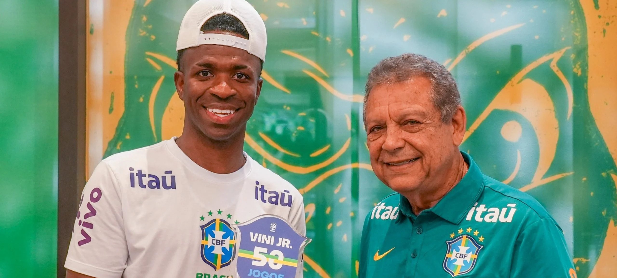 Vini Jr. completa 50 partidas pela Seleção e recebe homenagem da CBF - Imagem do artigo
